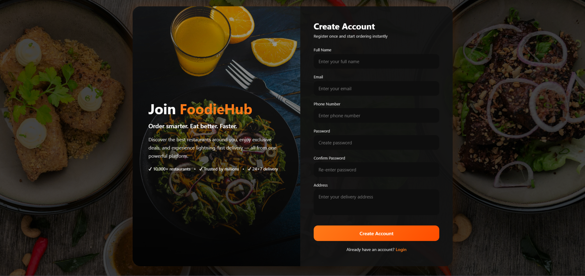 FoodieHub Register Page